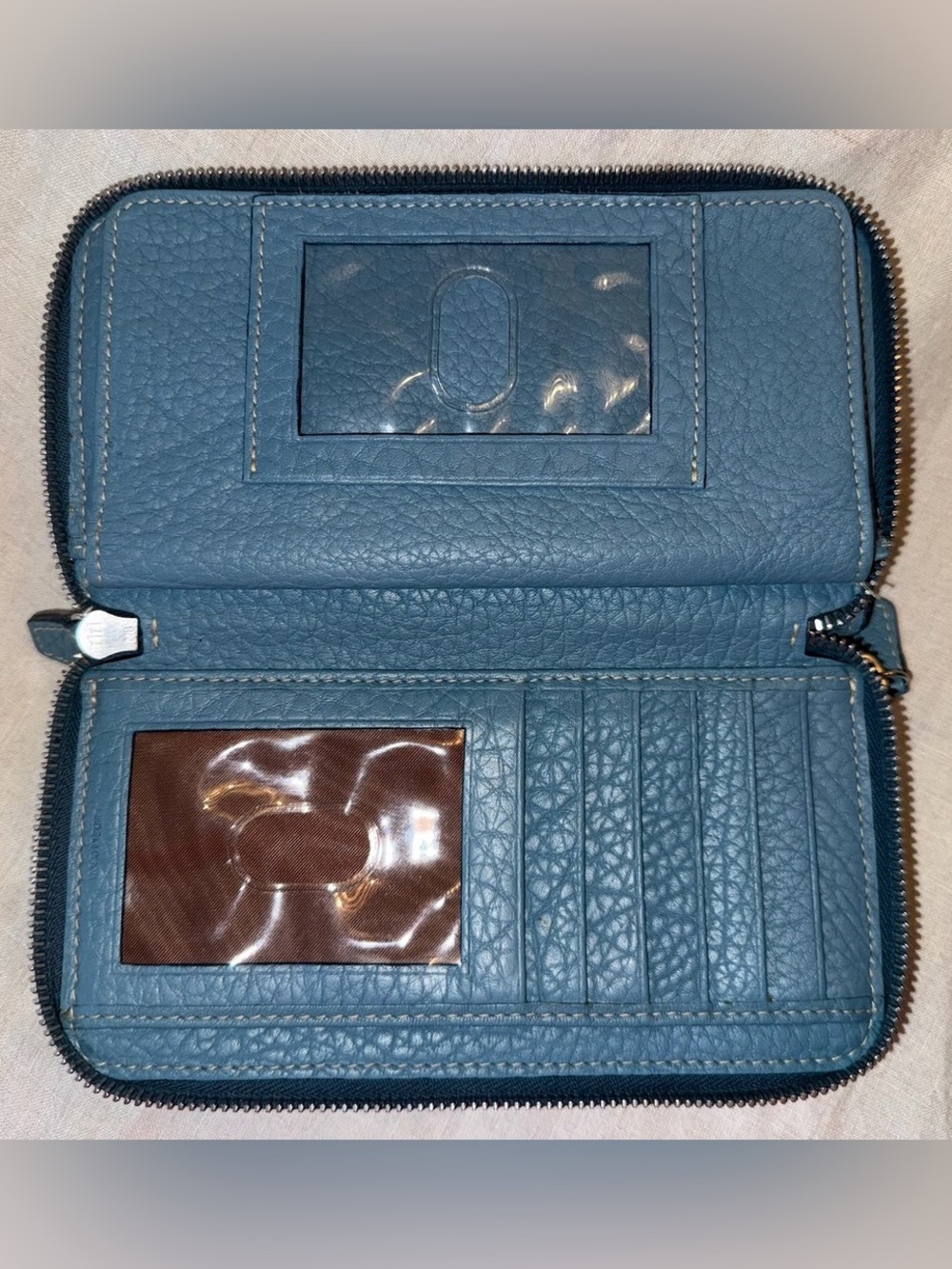 Dooney & Bourke Greyish Blue Zip-Around Leather Wallet - Picture 10 of 16